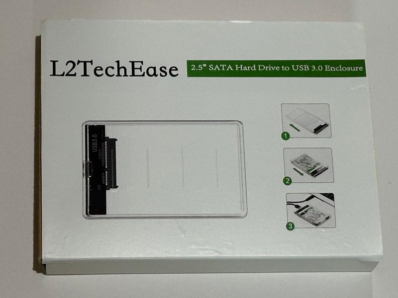 L2TechEase Transparent Clear USB 3.0 2.5" SATA Hard Drive HDD Solid State Drive SSD Enclosure External Case